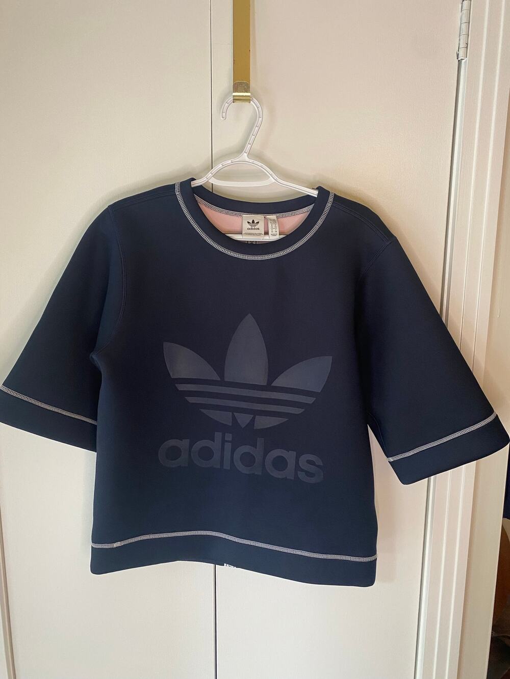 Addidas Reversible Sweatshirt Legend Ink/Wonder Pink Sz XS Scuba Fabric
